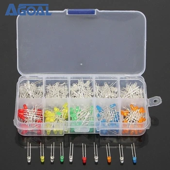 

300Pcs/box 10 Value Five Colors 3MM Round Bright Light LED Assortment Kit