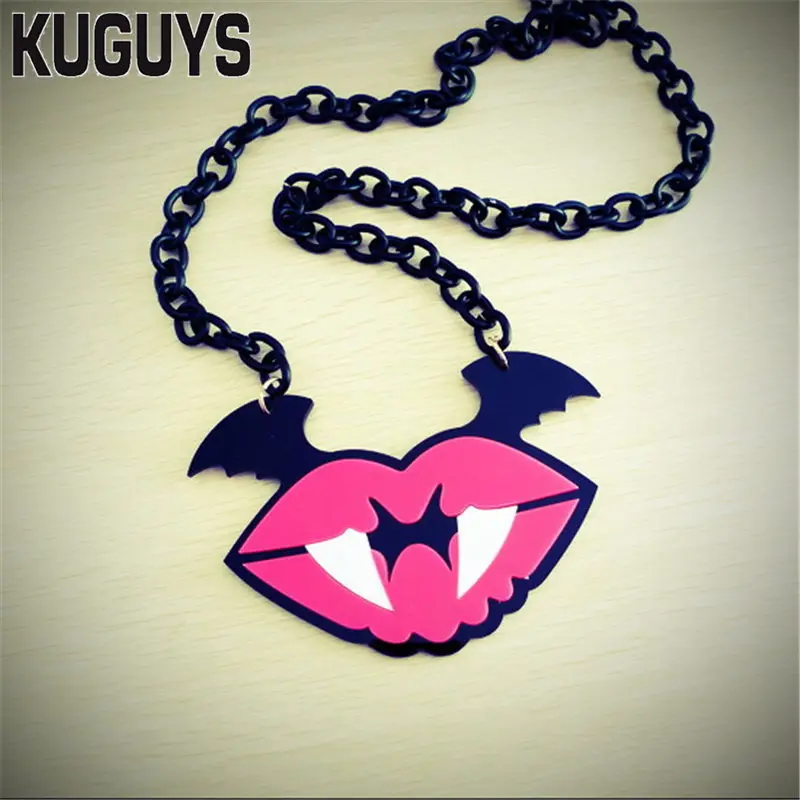 KUGUYS Fashion Jewelry Custom Women Acrylic Devil Mouth Pendant