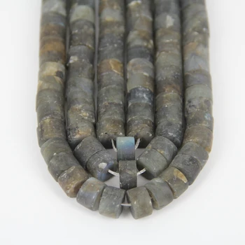 

New Sale,Natural Flash Labradorite,approx 48pcs,Matte Gray Labradorite Thick Disc Heishi Beads Necklace Jewelry,6-8x12mm