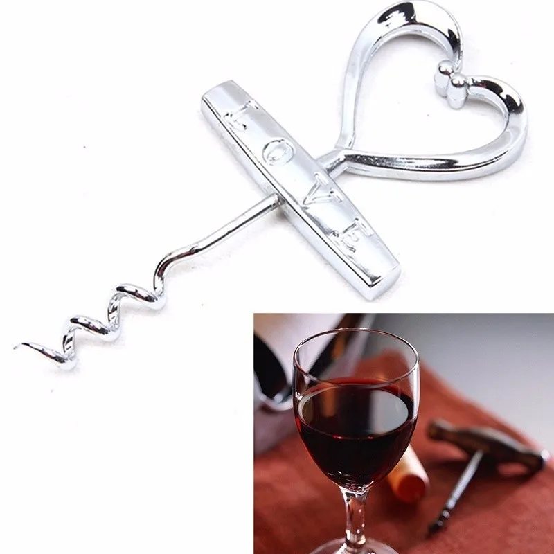 1pc Red Wine Bottle Opener Cute LOVE Heart Shape Screw Corkscrew Can Opener Valentine\'s Day Present Gift Bar Tool (4)
