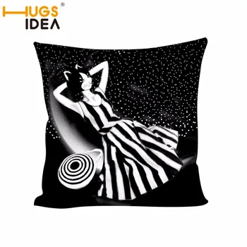 

HUGSIDEA Hepburn Cat Pillow Cases Cushion Cover Sofa Bedroom Pillowcases Fashion Home Decorative Covers For Room Custom Cover