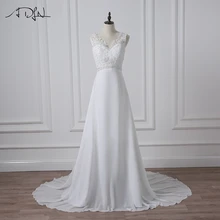 ADLN дешевые v-образным вырезом белые/Свадебные платья цвета слоновой кости молния сзади Свадебные платья большого размера Vestido De Noiva Настоящая модель платье невесты