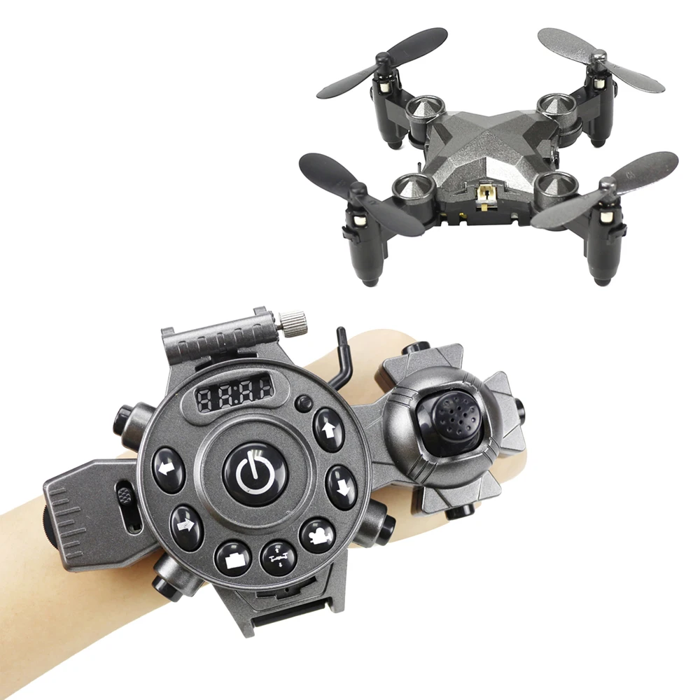 

Watch Control RC Drone Toy Mini Foldable Remote Control Quadcopter Altitude Hold G-Sensor Control Headless Mode One Key Return