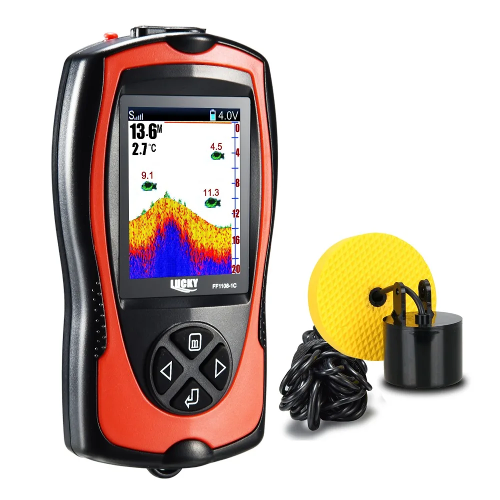 محظوظ FF1108-1 و FF1108-1CT المحمولة صياد السمك 100 m سونار العمق مسبار إنذار للماء Fishfinder سونار السمك مكتشف الصيد