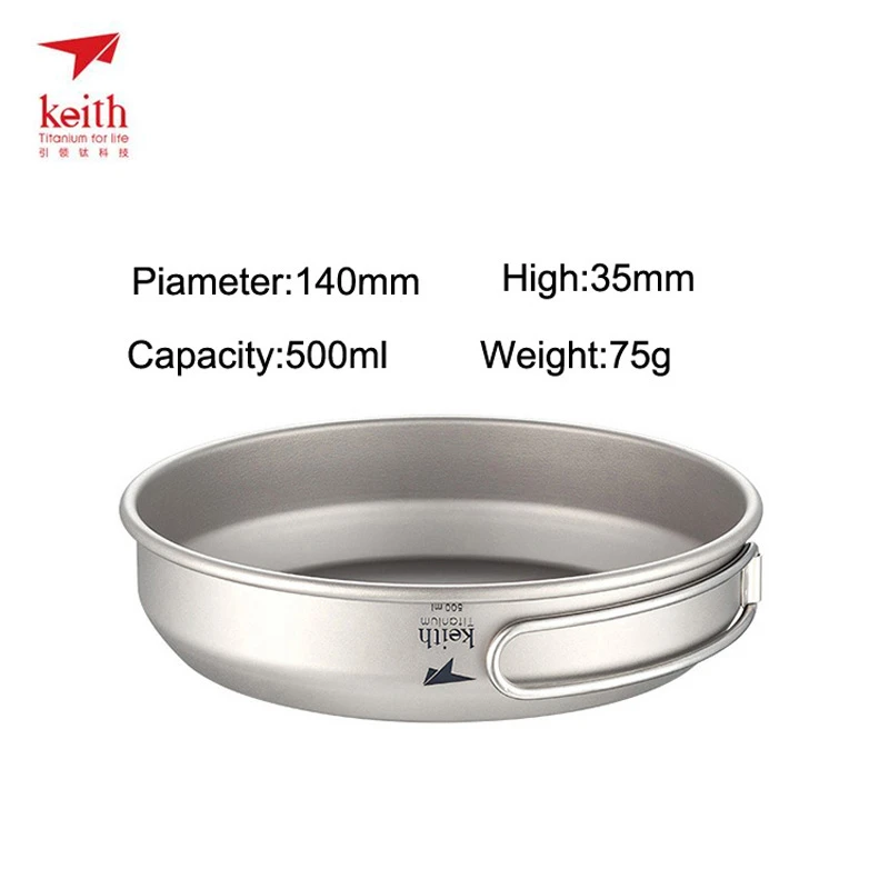 Keith 3 unids titanio Utensilios de cocina Sartenes Boles y cuencos conjunto con mango plegable cocinar Sets al aire libre traving Caza camping set de cocina ti6053