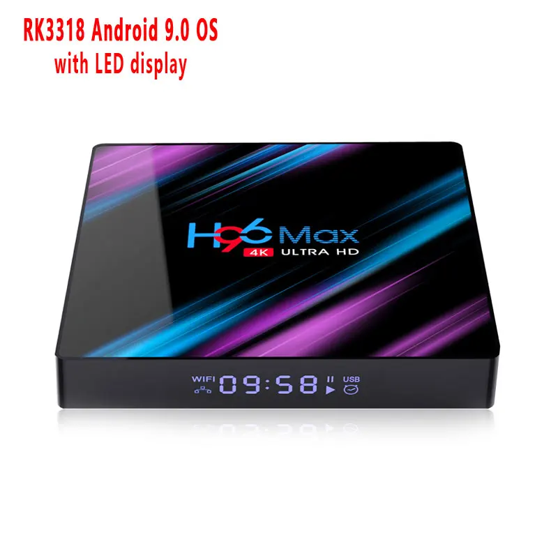H96 Max Rk3318 четырехъядерный Android 9 0 Smart Tv Box 4G Ram 32G Rom 2 4/5G Wifi Bt H.265 Vp9 Hdr 3D Uhd 4K|ТВ-приставки
