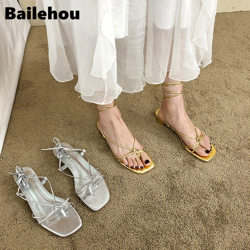 

Bailehou 2019 INS hot Women Summer Roman Sandals Multiple Cross-Strap tall knee high Bondage Thong Nubuck Women Sandals