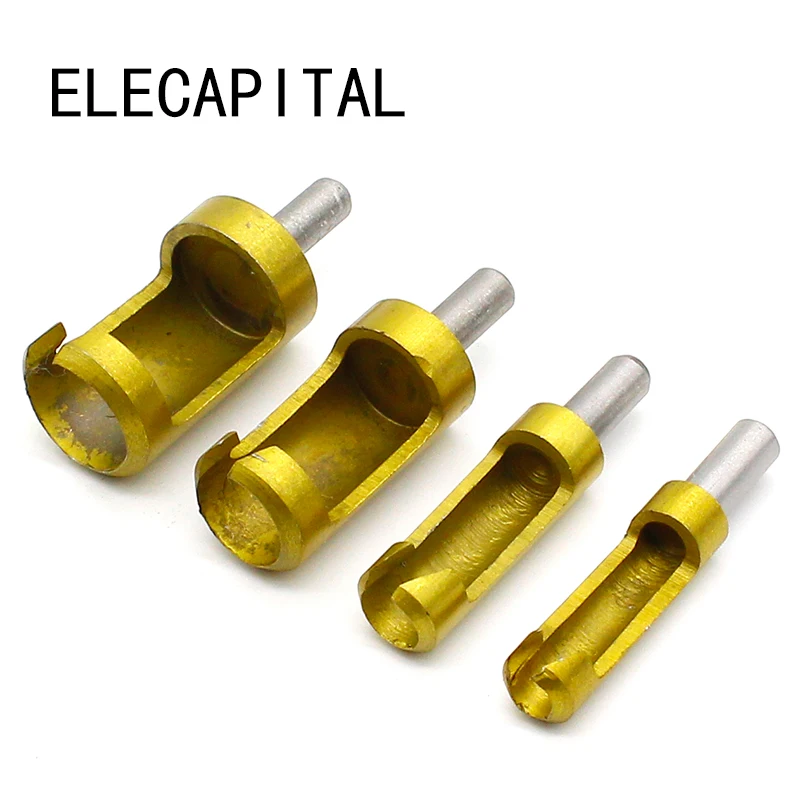 4pcs Barrel Cork Drill Plug Cutter Drill Bit Bored Hole Wood Tenon Hole