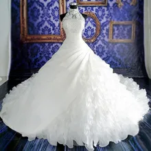 Великолепные собор поезд мяч Винтаж с высоким воротом и бисером кружево Vestido De Noiva свадебное платье Мать невесты платья для женщин
