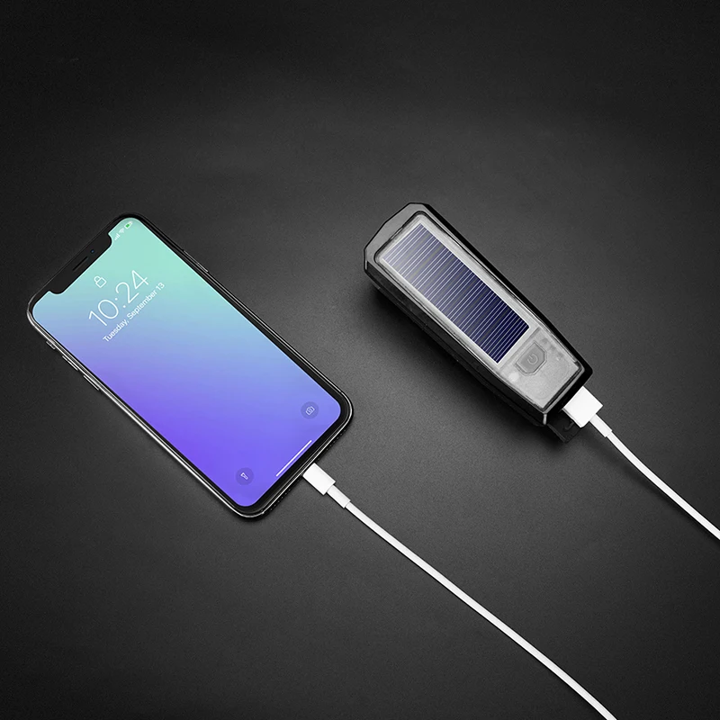 Perfect ROCKBROS Solar USB Charging Bike Bicycle Headlights IPX4 Waterproof 2 in 1 Bike Bell Light Sensing Smart Switch Bike Accessories 4
