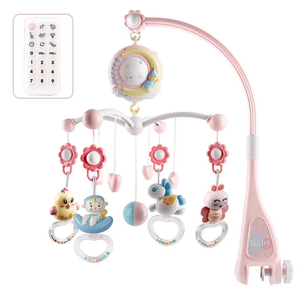 Newborn Infant Baby Boy Toys Baby Rattles Crib Mobiles Toy Holder Rotating Crib Mobile Bed Musical Box Projection 0-12 Months