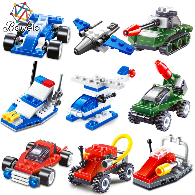 

10 styles Single Sale City Transportation Series vehicle Helicopter Tank Airplane Building Blocks Bricks Toys for Children Boys