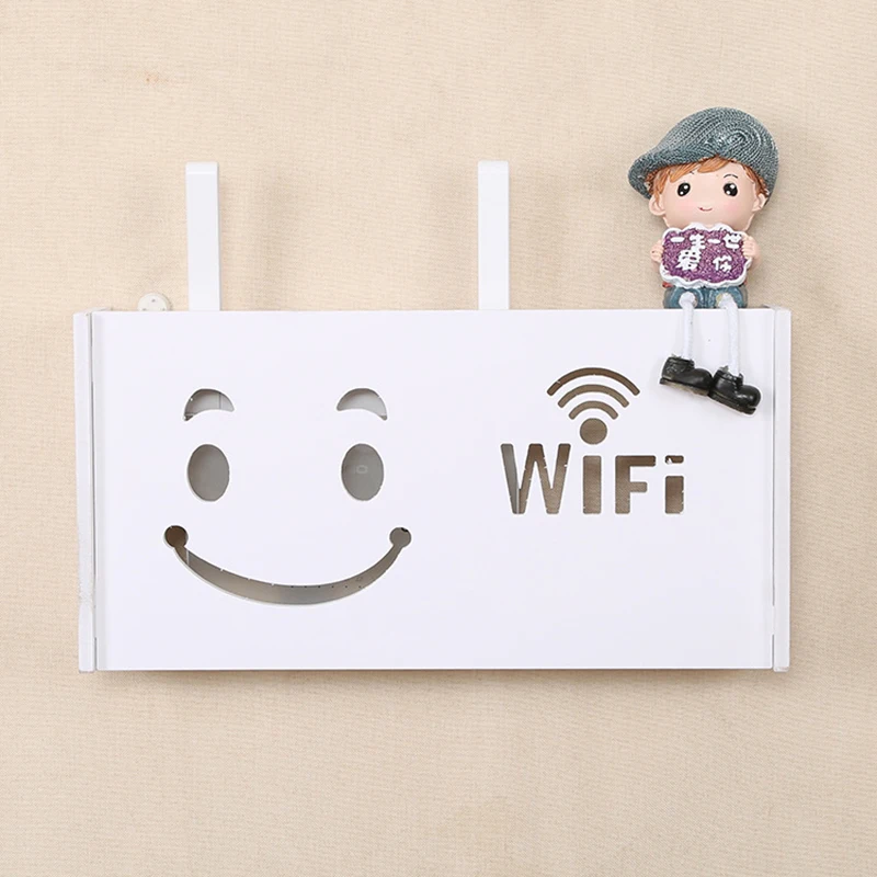 Беспроводной Wi-Fi маршрутизатор коробка для хранения кабельный разъем доска настенный держатель для подвесной полки домашний декоративный Органайзер держатель - Цвет: smile