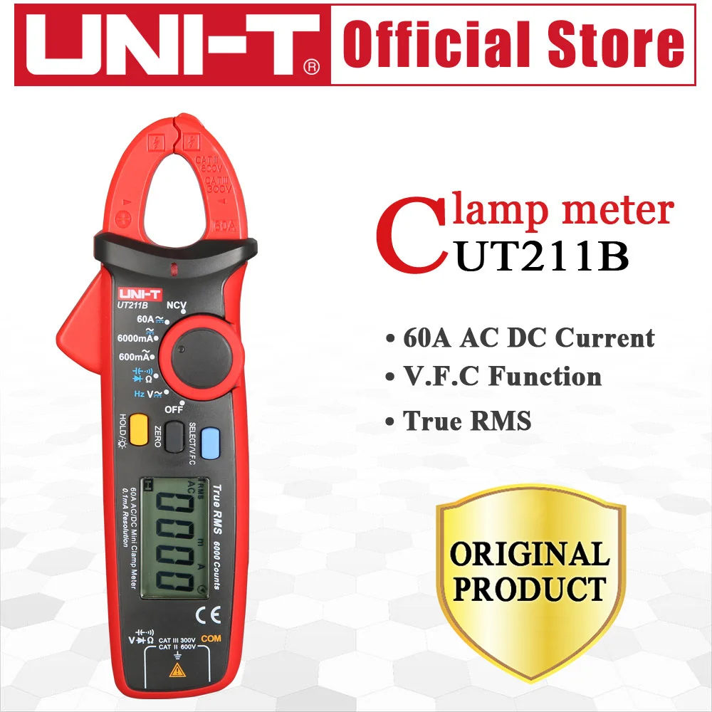 UNI-T 60A True RMS Мини Клещи UT211A UT211B NCV/ЖК-амперметр с подсветкой VFC Измерение частоты