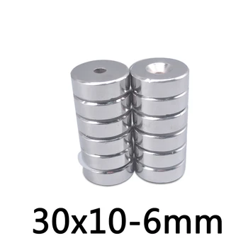 

1pcs 30x10 mm Hole: 6mm super Strong Round Neodymium Countersunk Ring Magnets Rare Earth 30x10-6
