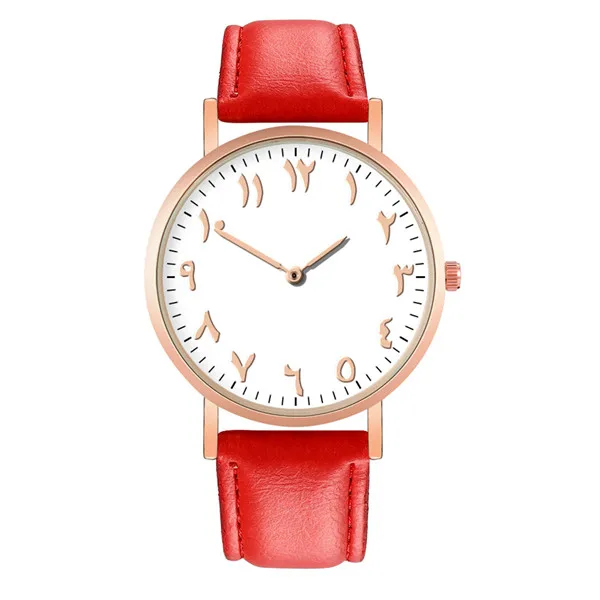 Простые Кварцевые женские наручные часы женские роскошные циферблат с арабскими цифрами особенности женские часы Relogio Feminino Новые повседневные Q3 - Цвет: red