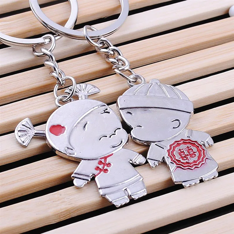 1 Pair Couple Cute Cat Keychain for Lovers Alloy Fashion Jewelry Ring Car FLA