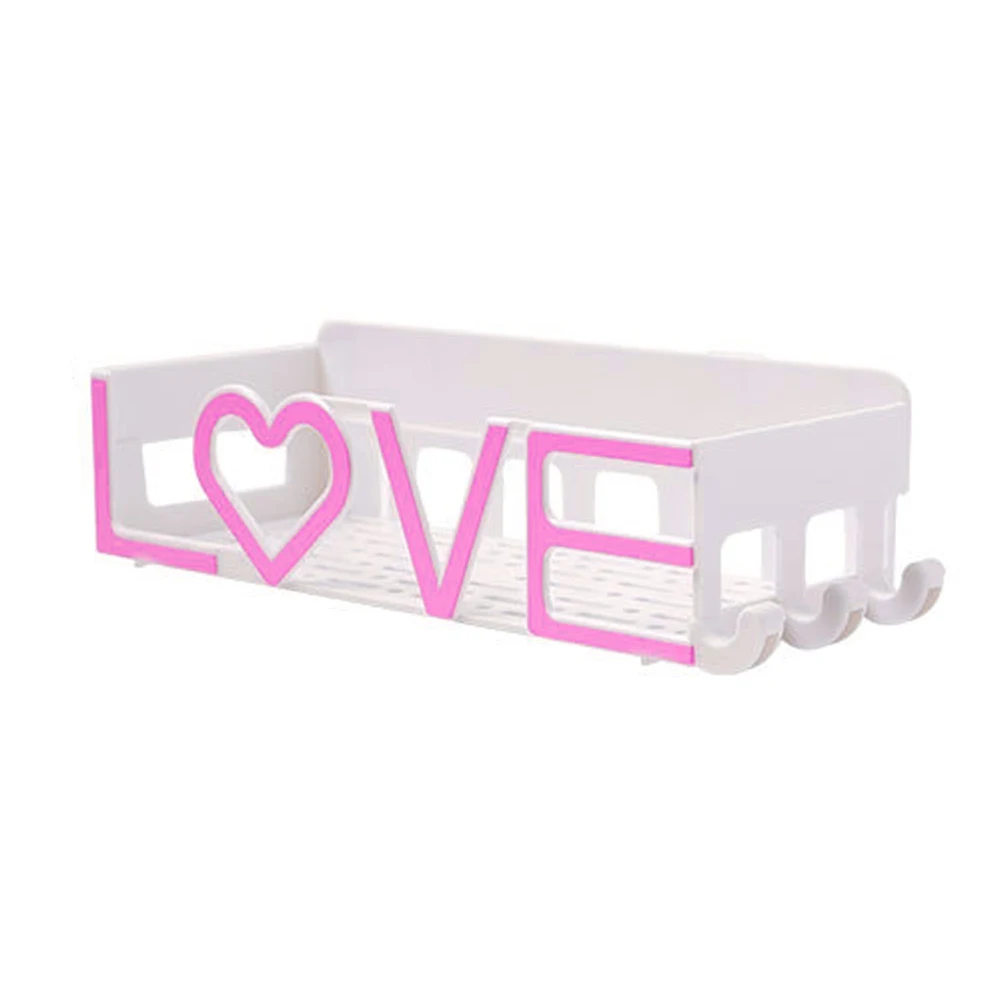 

Draining Holders Home Love Letter Storage Rack Shelf Bathroom ABS Wall Mounted Kitchen Self Adhesive Square Shampoo