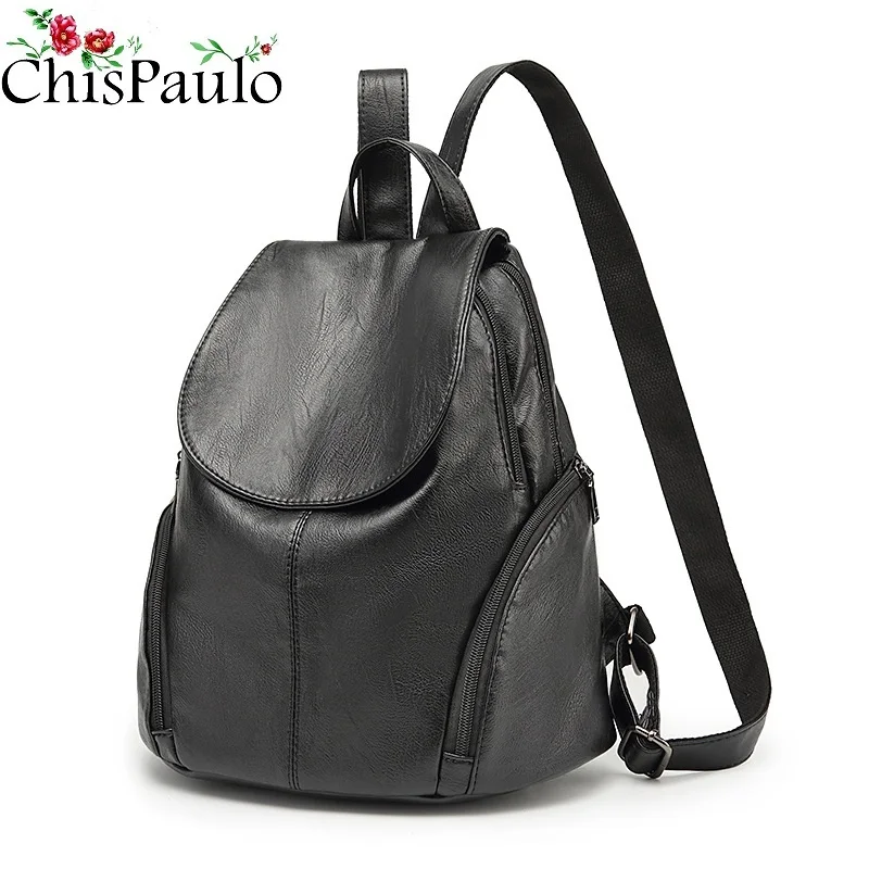 CHISPAULO роскошные кожаные Для женщин рюкзаки краткое Повседневное рюкзак ноутбук сумка дорожная дамы карман для девочек школьные сумки C262