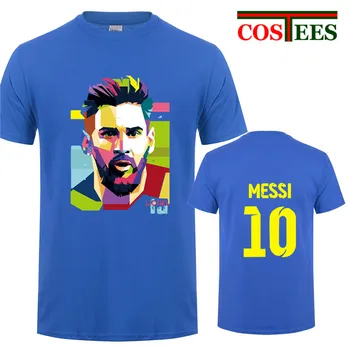 

2018 Lionel Messi Shirt Barcelona Men's Short sleeve Messi 10 T-shirt cotton tshirt Tops Argentina jersey Hipster fans tee shirt