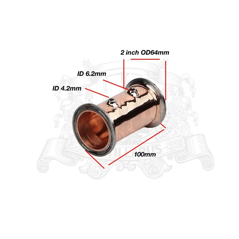 

Copper Tri-Clamp Pipe, Spool 2"(51mm)OD64, length 100 mm (4") with thermo sleeves 4,2mm and 6,2mm