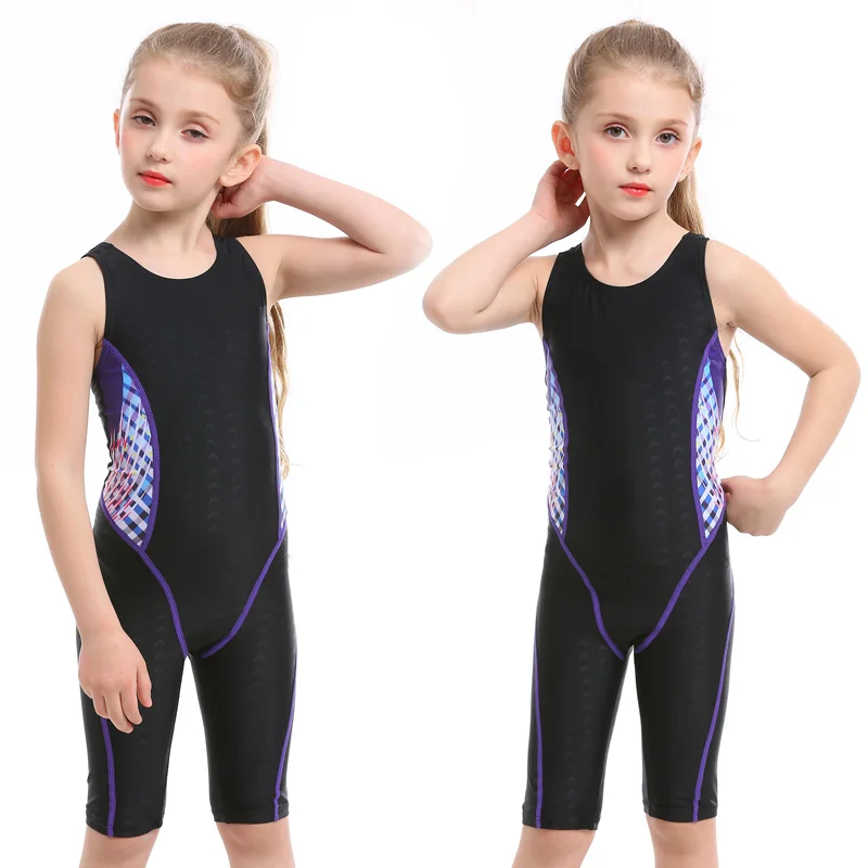 

Children Quick Drying Swimwear Girls Competition Bodysuits 2019 Long Shorts Bathing suit