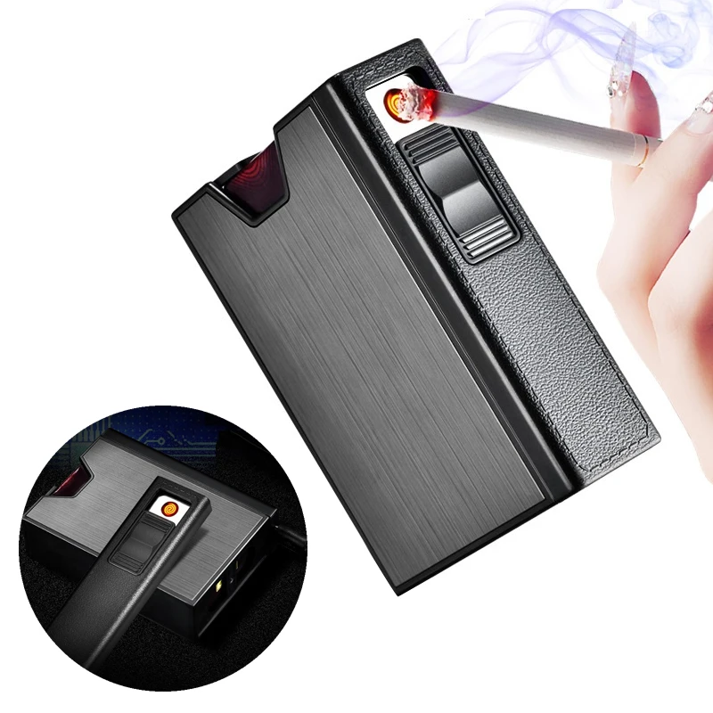 Винтажный съемный чехол для сигарет с зажигалкой USB подзарядки электронная