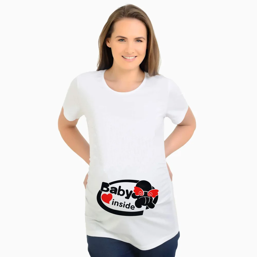 Baby Inside Angel Cute Pregnant Maternity T Shirts Tees Casual Pregnancy Maternity Clothes Funny Shirts Summer Short Sleeve 2019