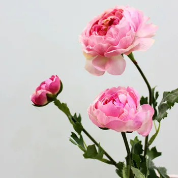 

3 Flower Head Artificial Flowers Fake Flower with Leaf Posy Home Decor Silk Flowers 5pcs Free Shipping