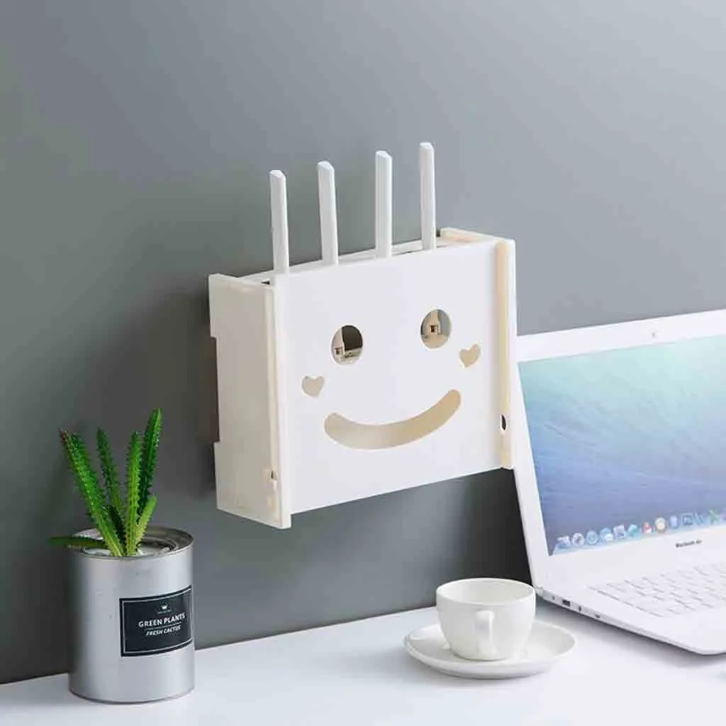 

2019 Wireless Wifi Router Storage Box Plastic Shelf Wall Bracket Cable Organizer Router Storage Broadband Router Storage Box