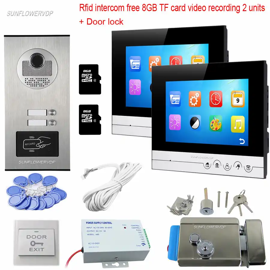 8gb Tf Card Recording Video Intercoms Rfid Keyfob Wired Intercom