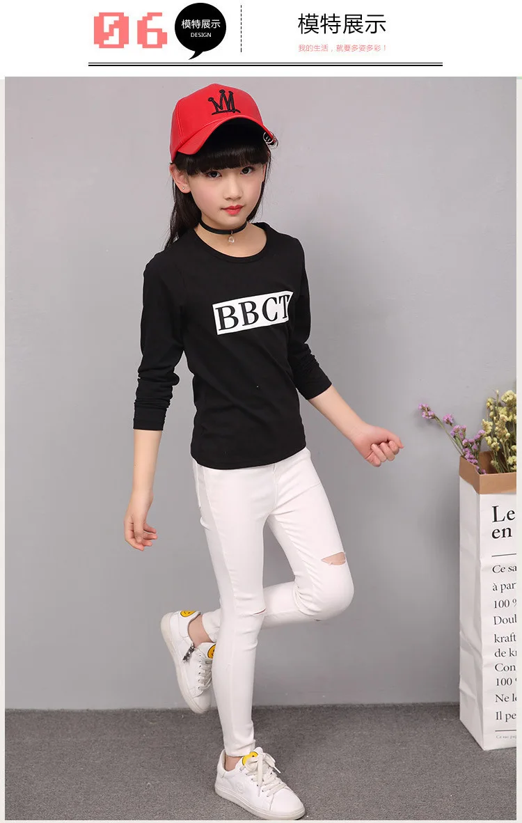 3-12 y children girls pants kids clothes girl trousers hole pant for girls solid color clothes for girls 12 years old (2)