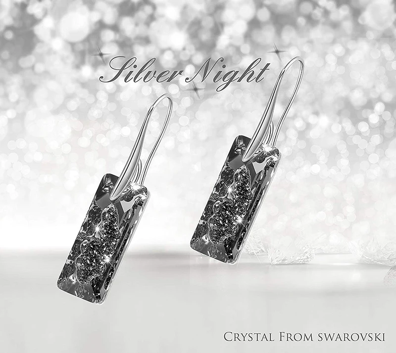 BAFFIN черные кристаллы от Swarovski Золото Цвет Висячие серьги для женщин вечерние Ретро Винтаж прямоугольник кулон массивные украшения