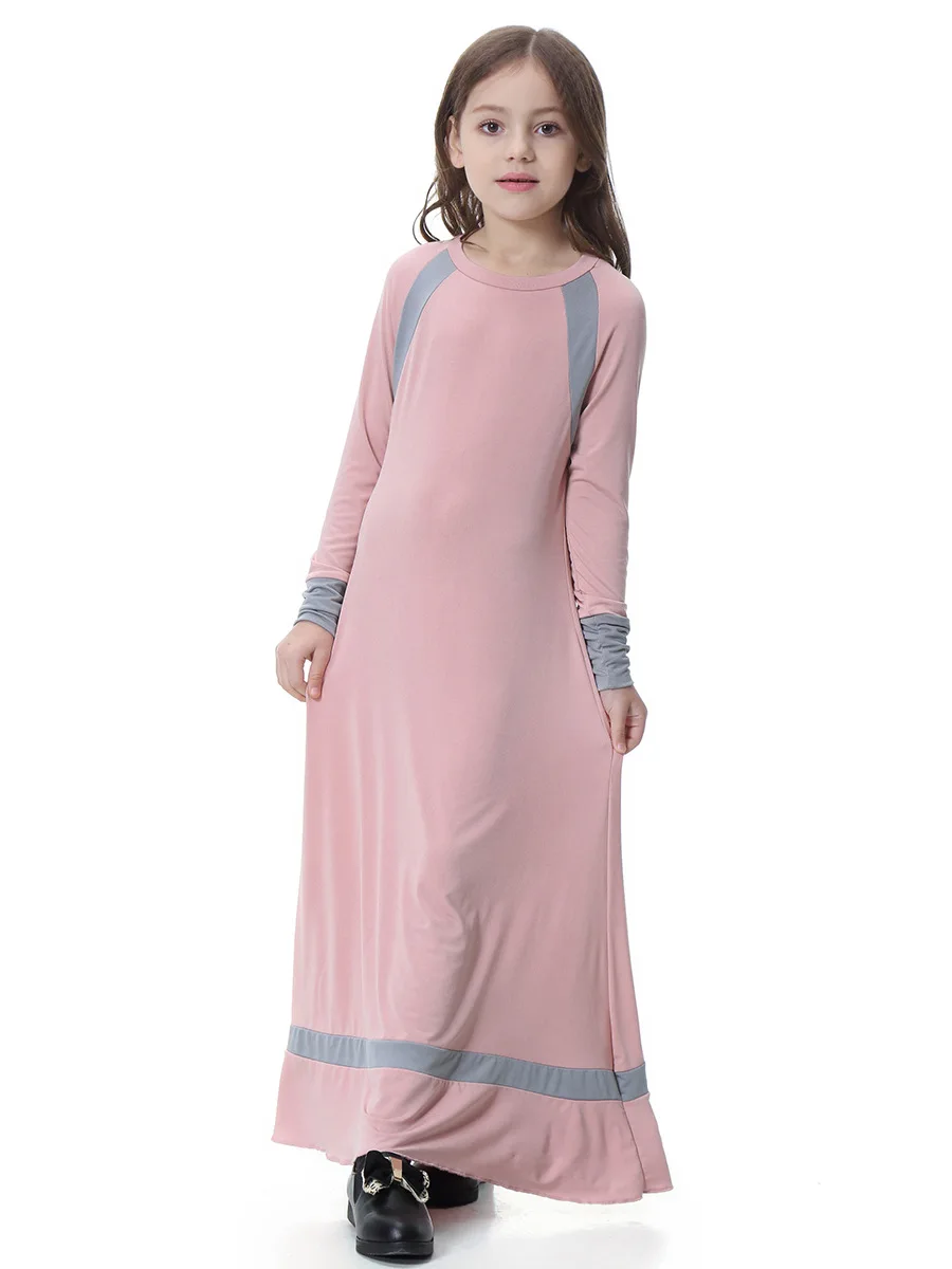 Новое осенне-зимнее плотное теплое платье, мусульманское длинное платье для девочек-подростков 4-14 лет, детская одежда, вязаные платья для девочек