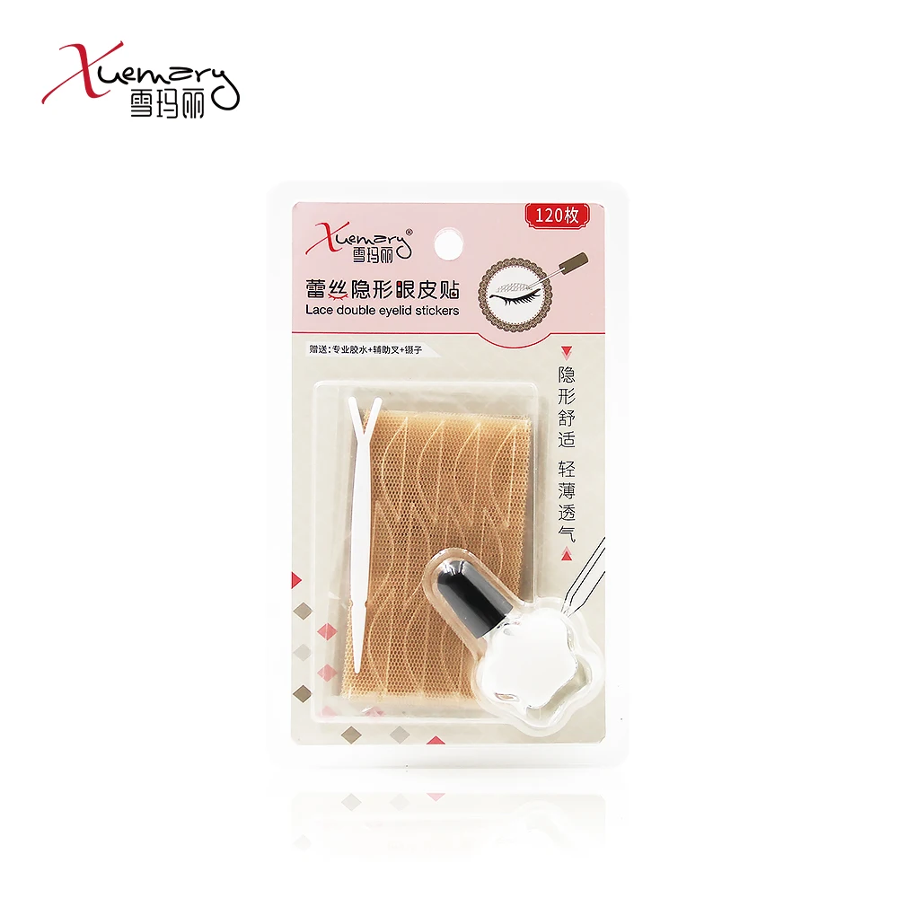 

Xuemali 120Pcs Makeup Clear Lace Invisible Eyelid Sticker Stripe Big Eyes S M L Double fold eyelid shadow fiber Eyelid Tape Tool