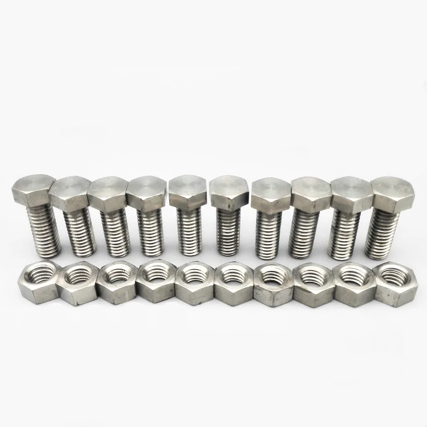 

Titanium Bolt 3/8-16*25 Hexagon Head with Matching Nut 3/8" Flange Ti Bolts Grey Hex Drive Machine Titanium Screws Ti Fastener