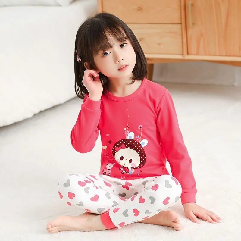 Cartoon Children's Pajamas for Boys Girls Tops+Pants Pyjamas Kids Sleepwear Girls Pajamas Children Clothing Suit Baby Pijamas - Цвет: color at picture