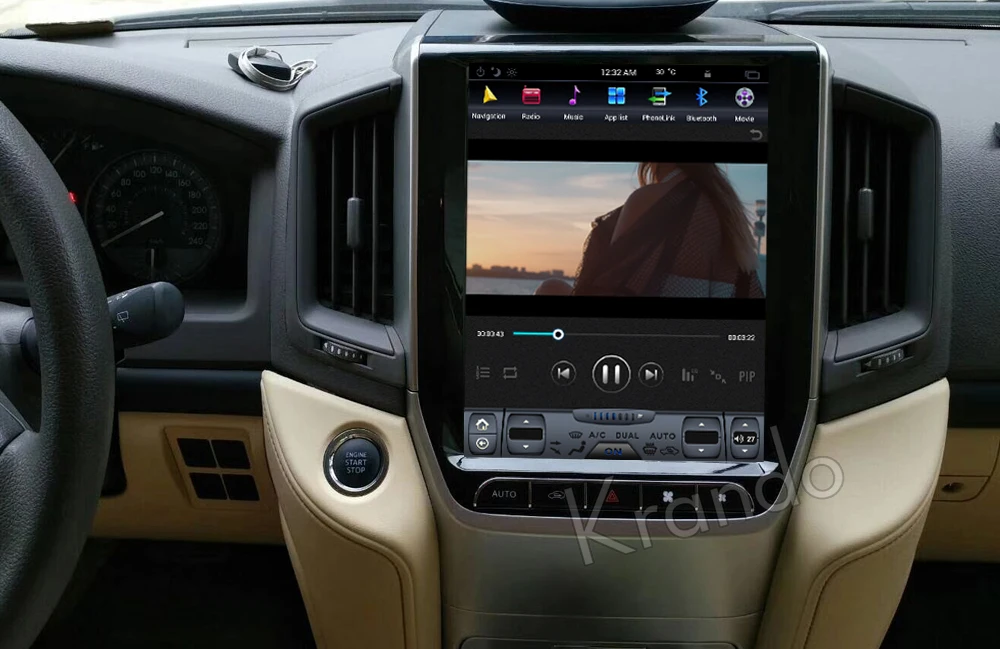 Best Krando Android 8.1 12.1" Vertical screen car audio radio player for Toyota Land Cruiser 2016+ GPS navigation with bluetooth 3