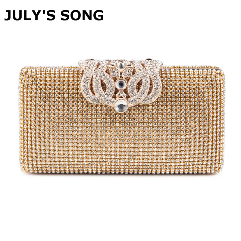 Us 14 88 44 Off Women Evening Bags Rhinestones Metal Crown Handbags Full Of Diamonds Day Clutches Purse Silver Gold Black In Top Handle