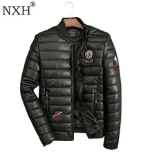 Большой размер до 150 кг мужская зимняя куртка из искусственной кожи хлопок gar мужское теплое пальто мужское повседневное черное пальто Брендовое качество M-3XL