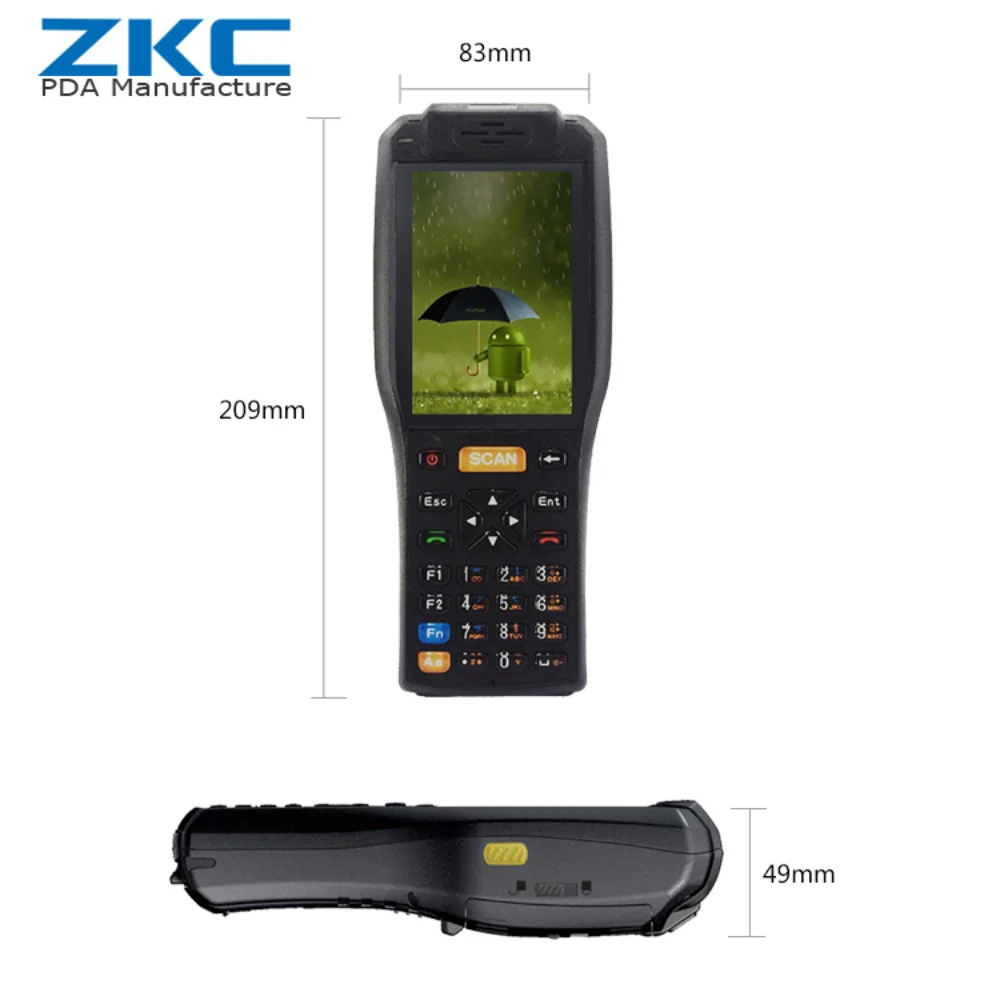 

ZKC3505 3G WiFi NFC/RFID GPRS handheld pda with built-in printer barcode scanner