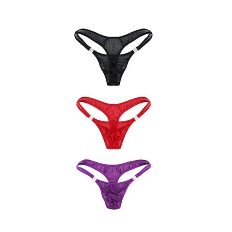 

Erotic Mesh See-through Gay Mens Thongs Sexy Button Underwear Bikini Gay G-string Jockstrap Tanga T-back Funny Thong For Man