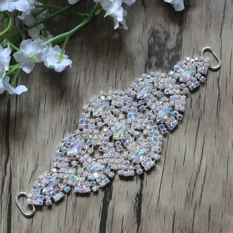 

Free Shipping Wholesale 20pcs/lot 4.5'' Rhinestone Connector Apparel Buckle Bridal Bikini Connector Headband Connector LSRC022