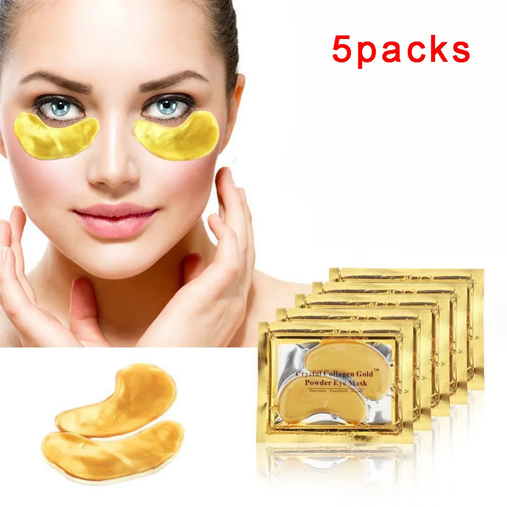 

2018 Gold Crystal Collagen Eye Mask Hotsale Eye Patches For The Eye Anti-Wrinkle Remove Black Eye Face Care 10pcs=5packs