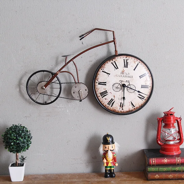 Retro Personality Bike Design Hanging Wall Clock Vintage Creative Bicycle Watch Ornaments Cycle Home Decor Bar Retro Personality Bike Design Hanging Wall Clock Vintage Creative Bicycle Watch Ornaments Cycle Home Decor Bar