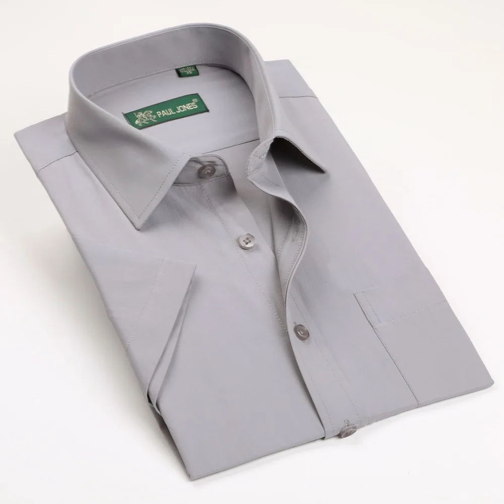Men's Short Sleeve Solid Dress Shirt Slim-fit Non-Iron Work Shirts Formal Business Social Shirts Easy Care And Care 4
