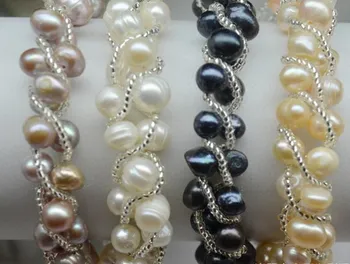 

MIX COLOR 100% Genuine REAL Charm Freshwater Pearl Bracelet Bangle Hot Cheap Fashion Jewelry with Magnetic Clasp