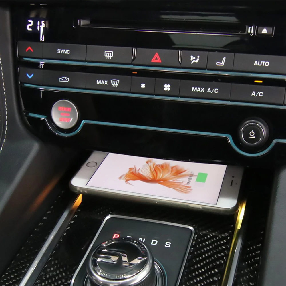 

Car Console Fast Wireless Charging Pad For Jaguar XF XE XFL F-PACE Phone Holder Charger Device 2017-2018 For Iphone Samsung