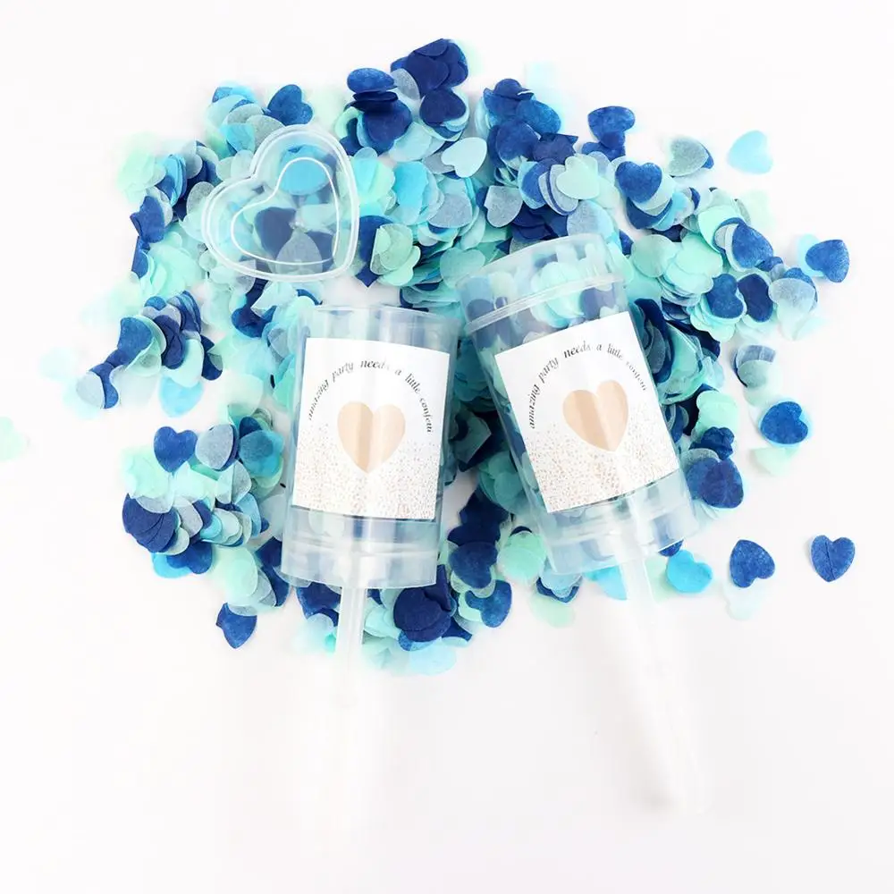 OurWarm 10 шт сердце Push Poppers свадьба Push Pop Конфетти Для выпускного юбилея дня рождения свадьбы декоративные аксессуары для душа невесты - Цвет: BLU