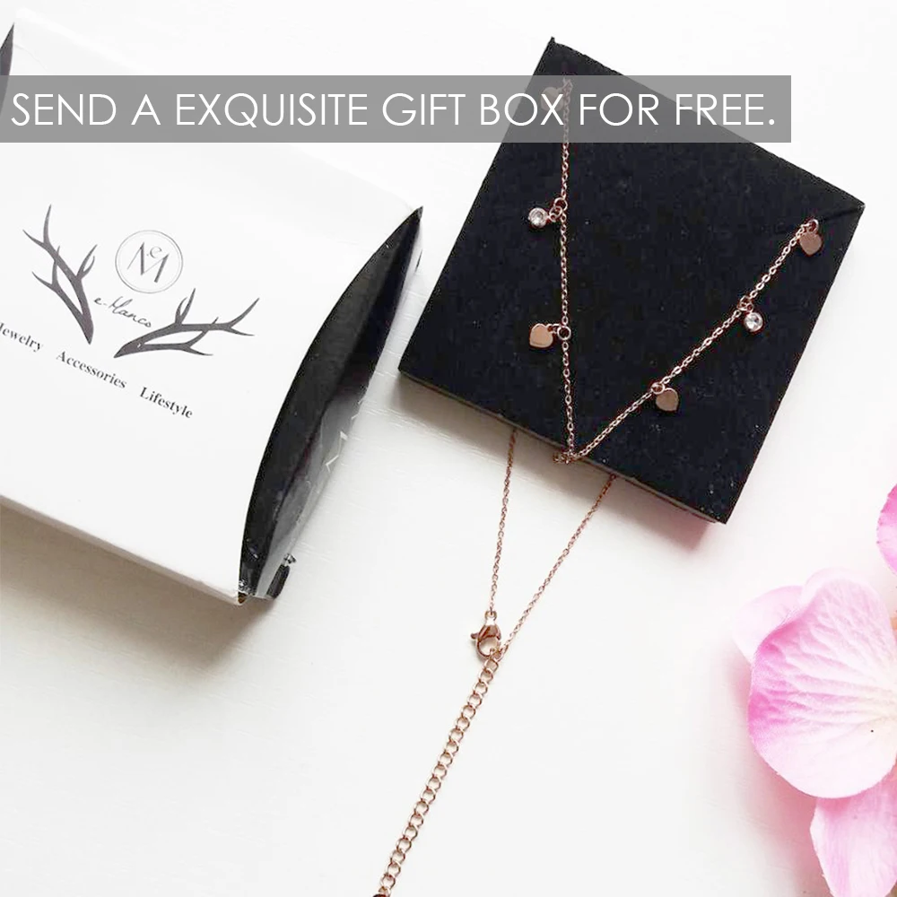 e-Manco Simple Design Heart Pendants Necklace Two Colors Luxury Chains statement Stainless Steel Necklace Hot Fashion Jewelry